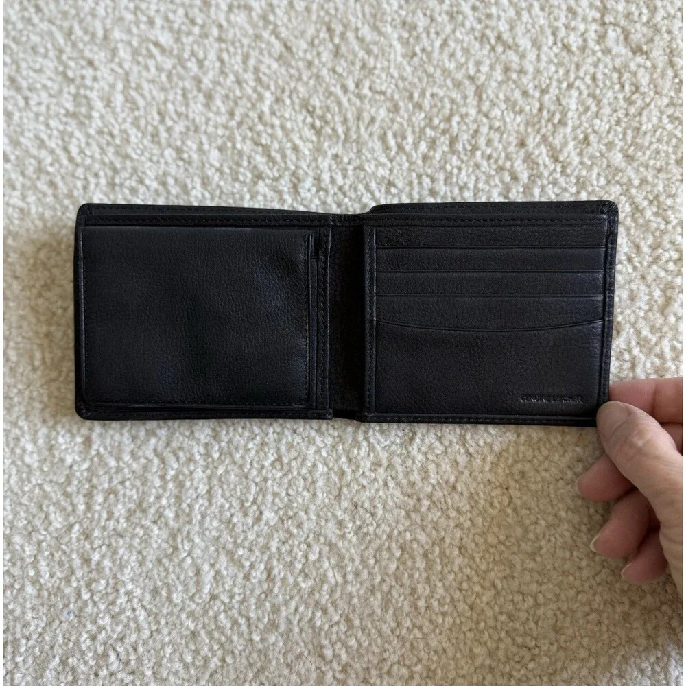 Haggar Mens Black Genuine Leather L-Fold Pocket Mate Wallet - New In Box